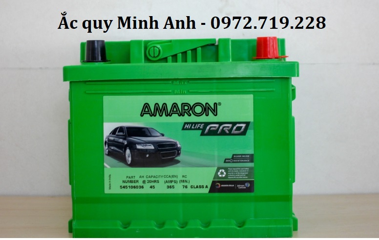 Ắc quy amaron DIN 45 lắp phù hợp cho xe Vinfast Fadil