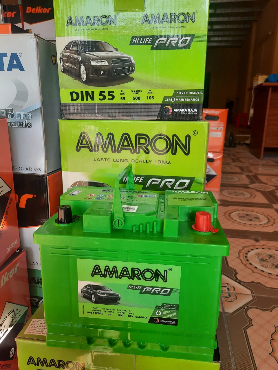 Ắc quy Amaron Din 55 cao cấp chuyên dùng cho ắc quy xe Huyndai Accent Ắc quy Amaron Din 55 cao cấp chuyên dùng cho ắc quy xe Huyndai Accent